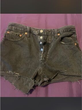 Levi's Washed Black Button-Fly Denim Shorts